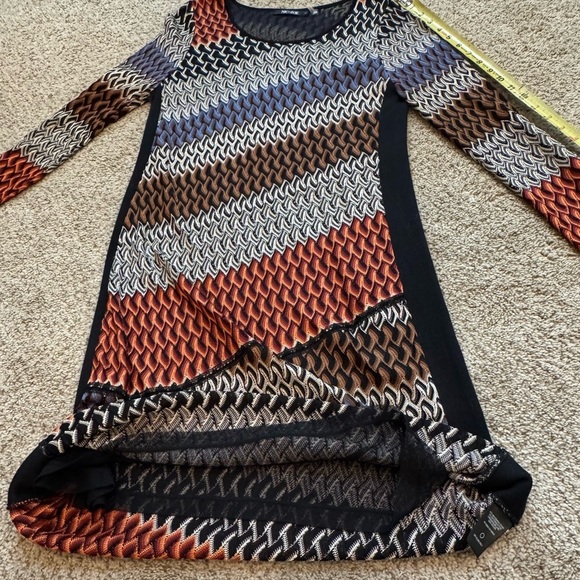 NIC+ZOE Chevron Knit Dress L Multicolor Lined Long Sleeve Fall OfficeCore Casual - Picture 5 of 10